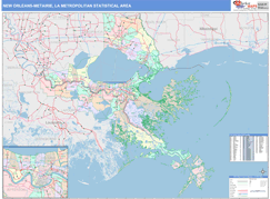 New Orleans-Metairie Metro Area Digital Map Color Cast Style